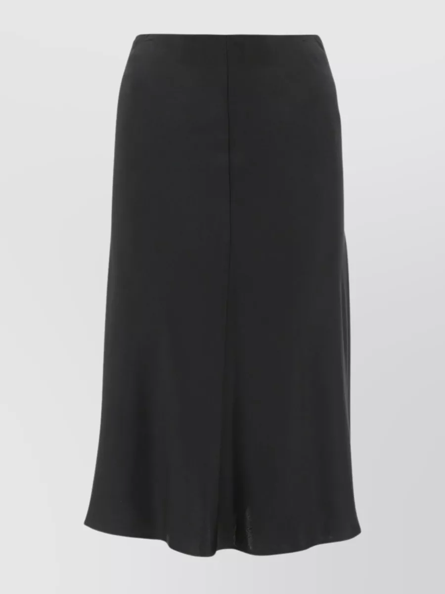 Shop Stella Mccartney Satin Skirt With Midi-length And Waistband In Black