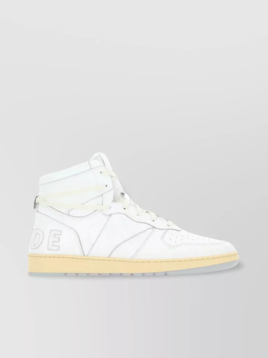 Shop Rhude Perforated Toe Leather High-tops In White