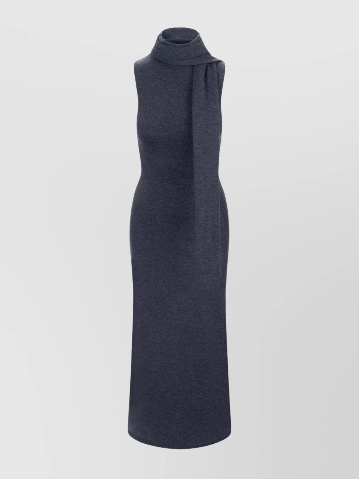 Staud Fitted Midi Dress Scarf Detail In Blue