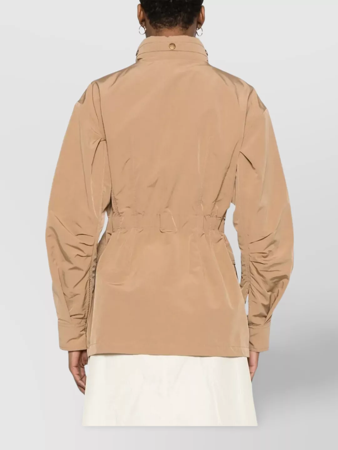 Moncler High Collar Long Sleeve Jacket With Pockets In Gold