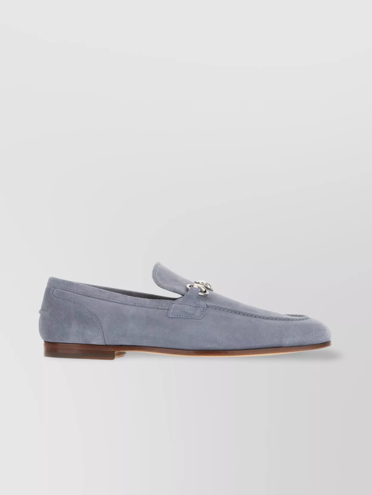 Gucci Suede Loafers With Metal Detail And Round Toe