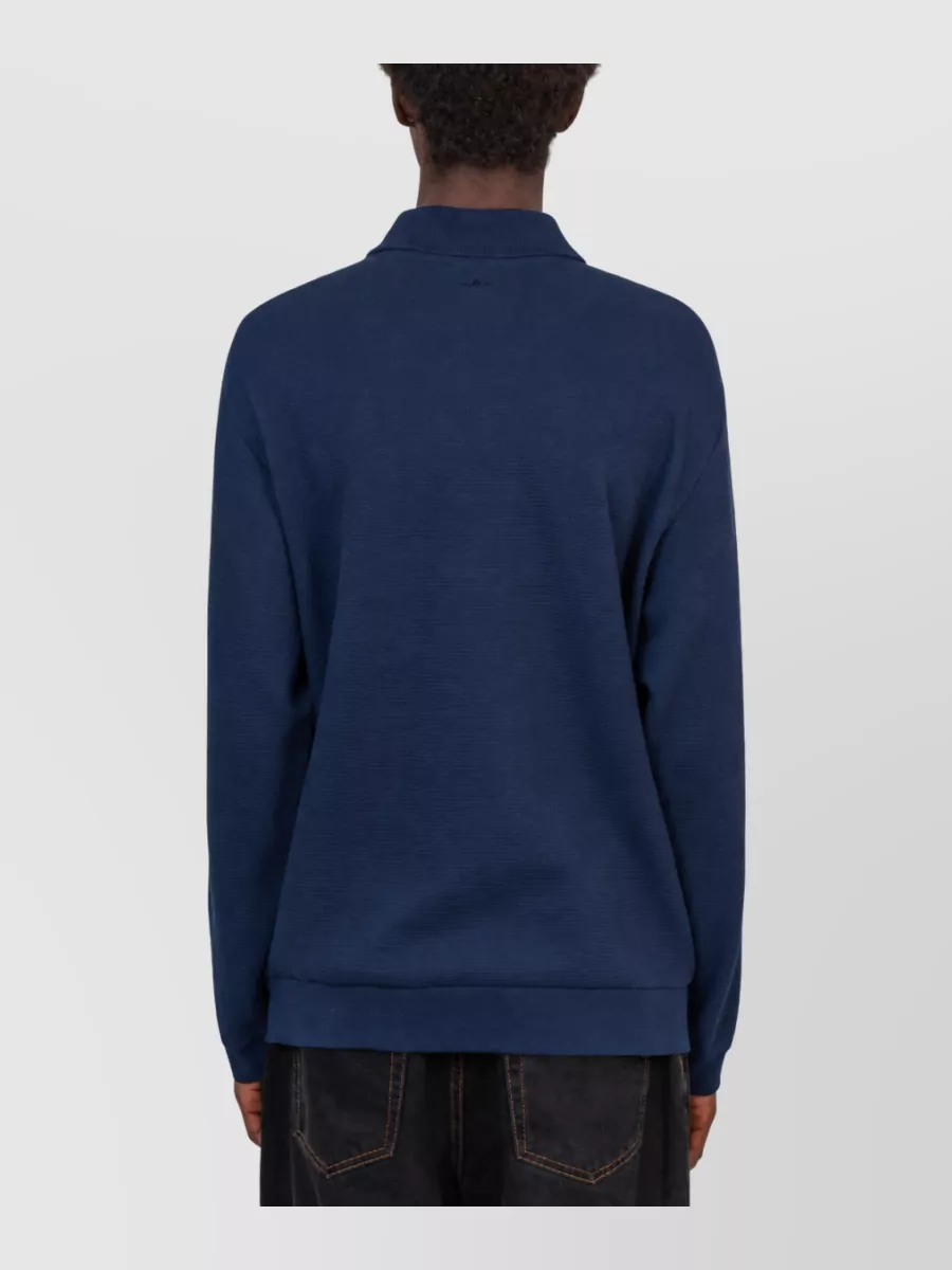 Adidas Cotton Waffle-Knit Long-Sleeve Polo Shirt