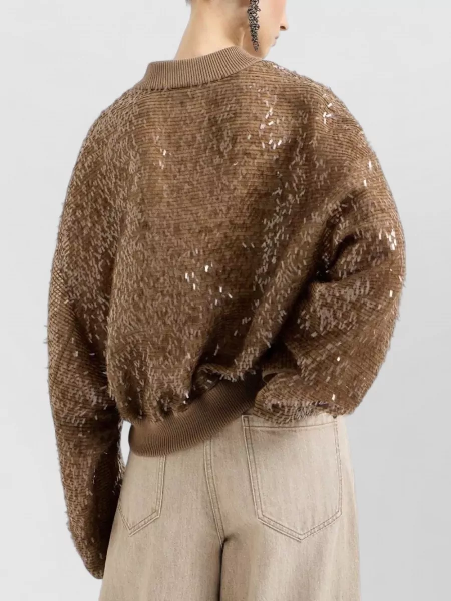 Brunello Cucinelli Silk Sequin Bomber Jacket