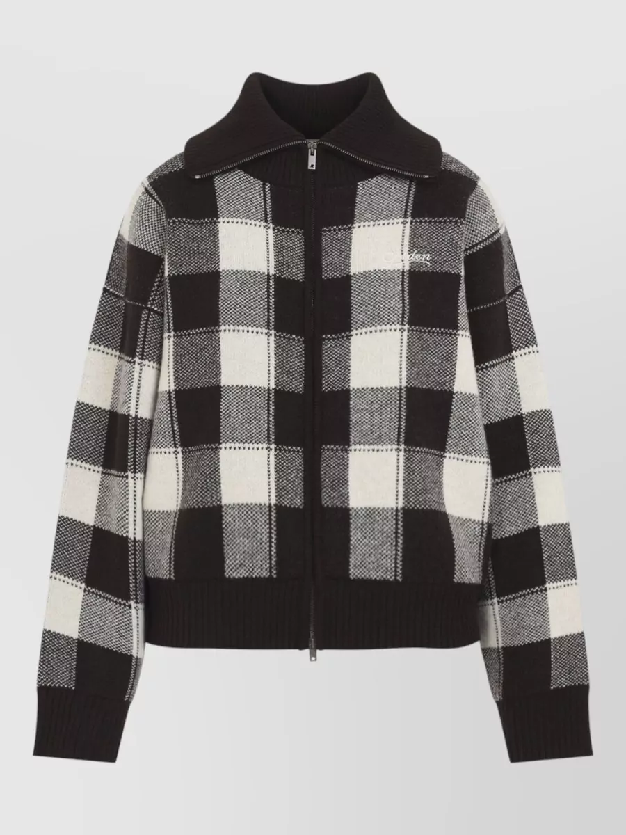 Golden Goose wool checked oversized zip-up cardigan