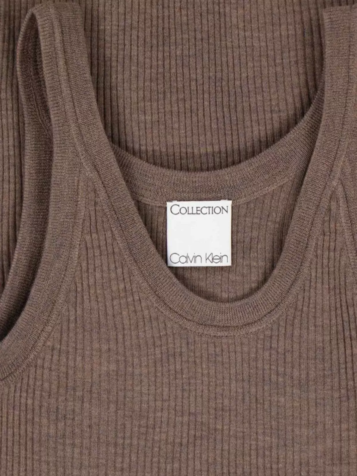 Calvin Klein Ribbed Scoop Neck Stretch Fit Top