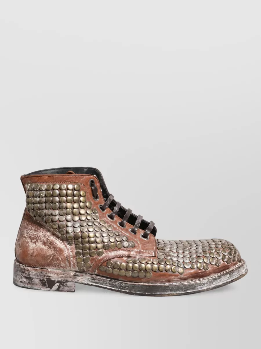 Dolce&Gabbana Leather Studded Ankle Boots