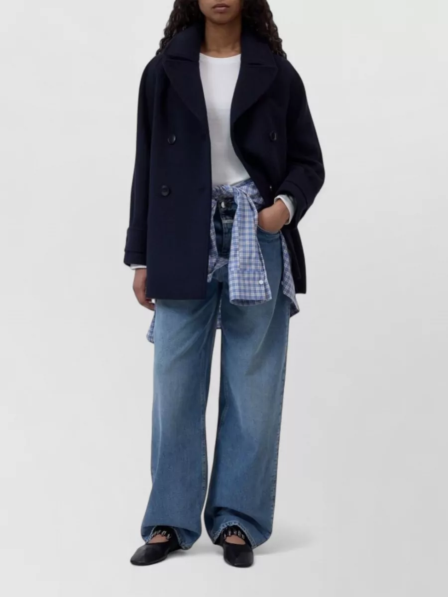 Closed Wool Double-Breasted Peacoat