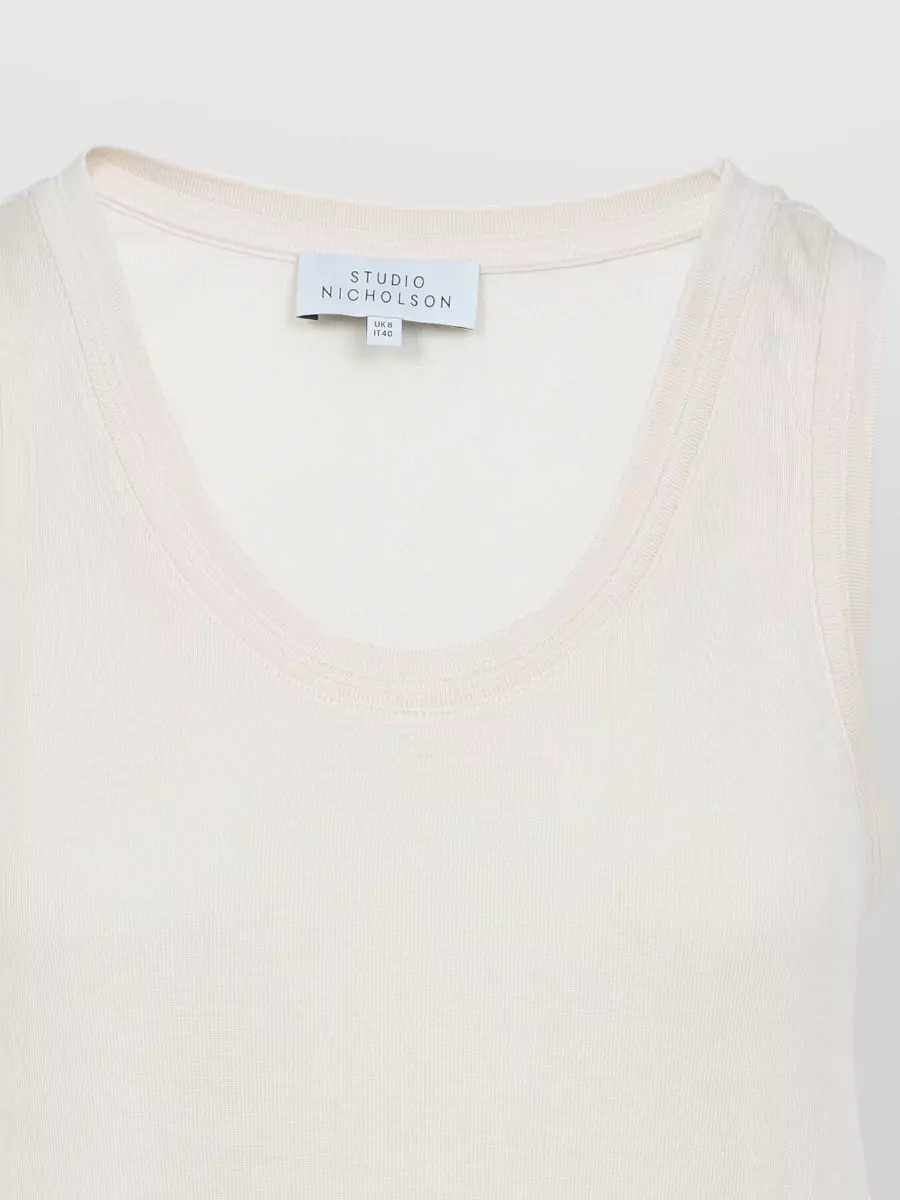 Studio Nicholson Votan Scoop Neck Sleeveless Ribbed Vest