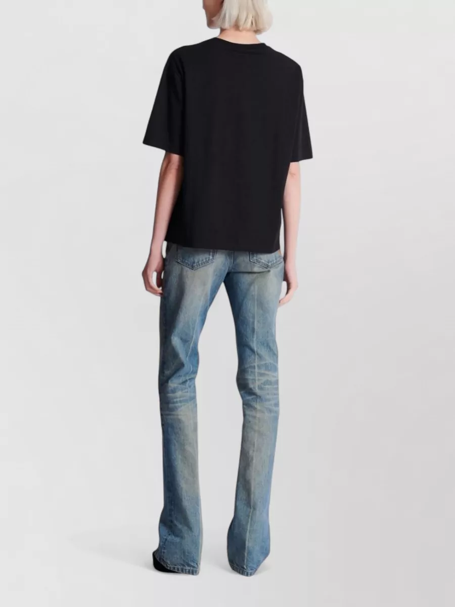 Balmain Short Sleeve Crew Neck Nylon Silk Top