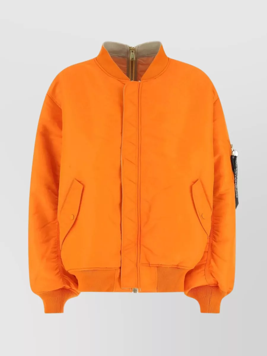 Shop Vetements Oversize Reversible Padded Jacket With Sleeve Pocket In Orange