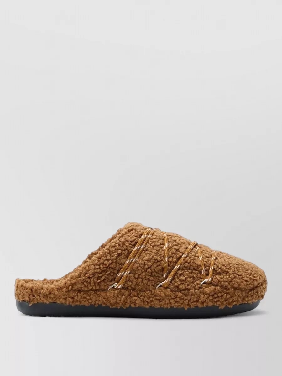 Moon Boot Teddy Shearling Flat Open Back Slippers