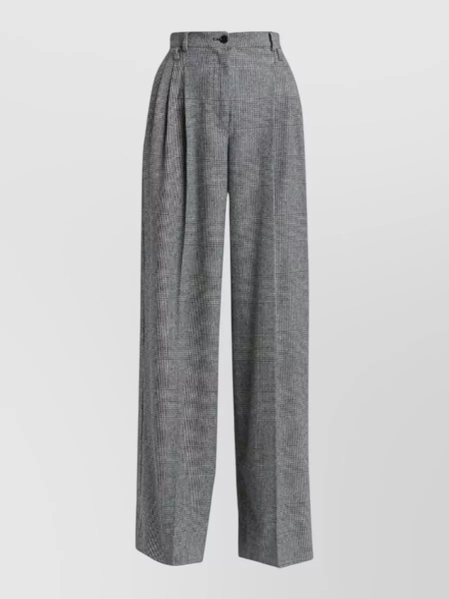 Dolce&Gabbana prince of wales checked high-rise wide-leg pleated wool-cashmere suit trousers