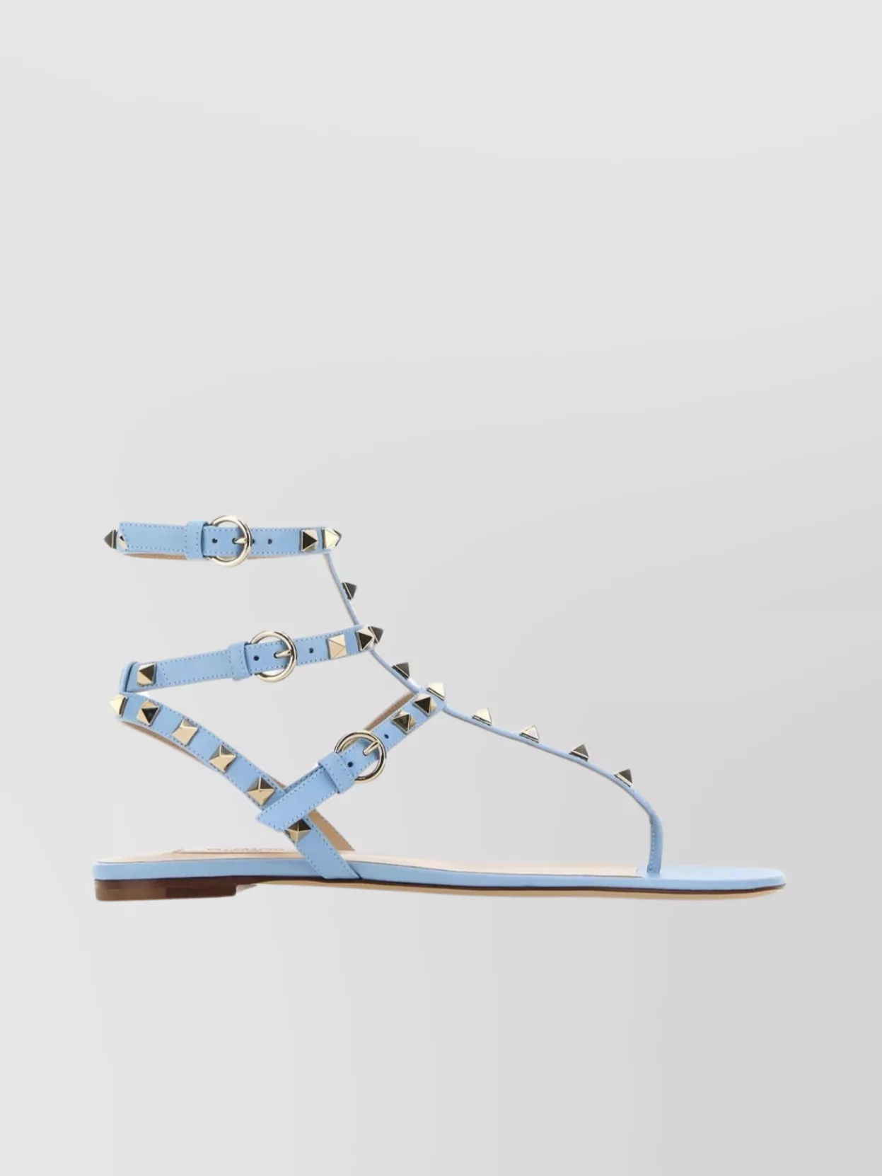 Shop Valentino Studded Leather Thong Sandals In Pastel