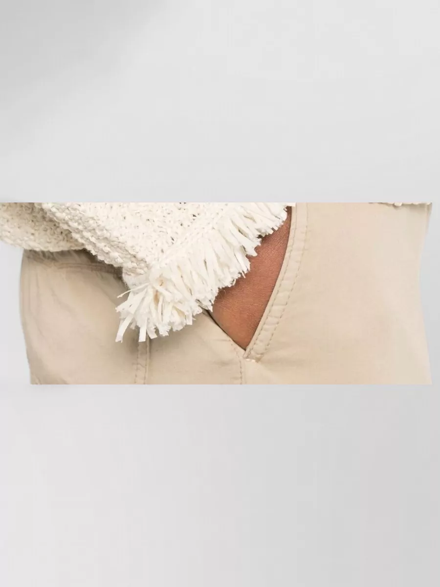 Emporio Armani Cotton Blend Fringed Buttoned Cardigan