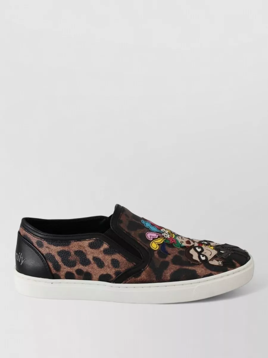 Dolce&Gabbana Leather Leopard-Print Slip-On Sneakers