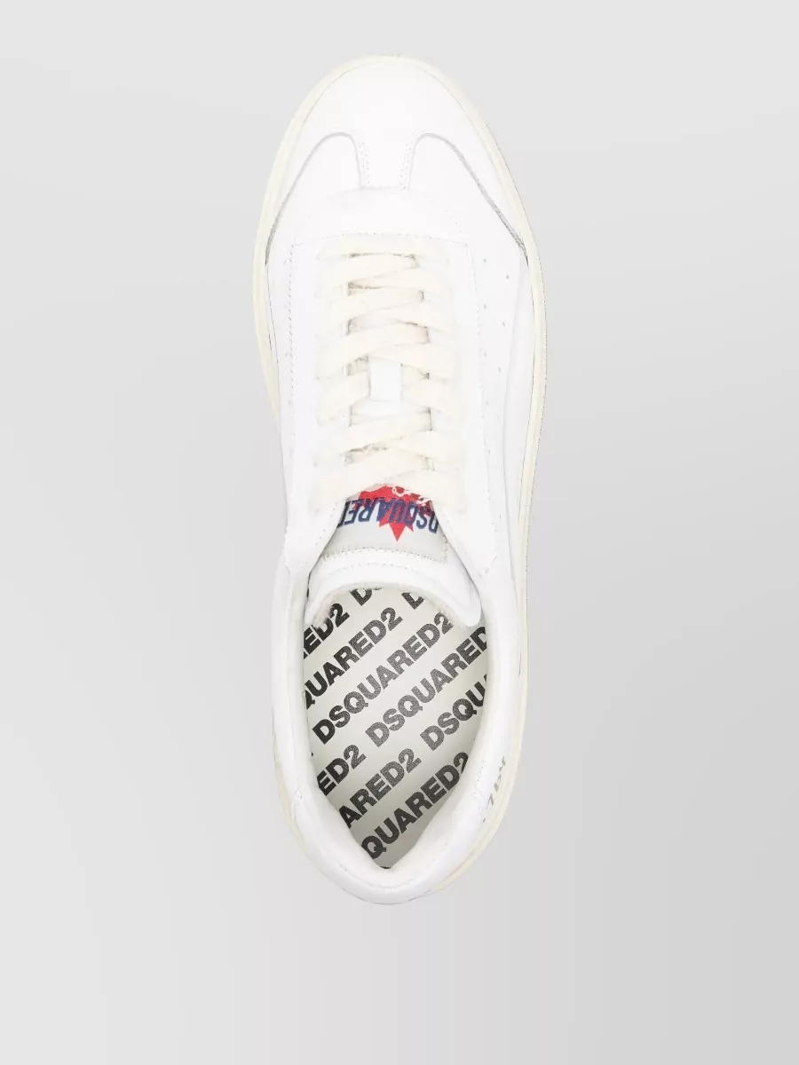 Dsquared2 Sneakers Flat Sole Perforated Upper Round Toe