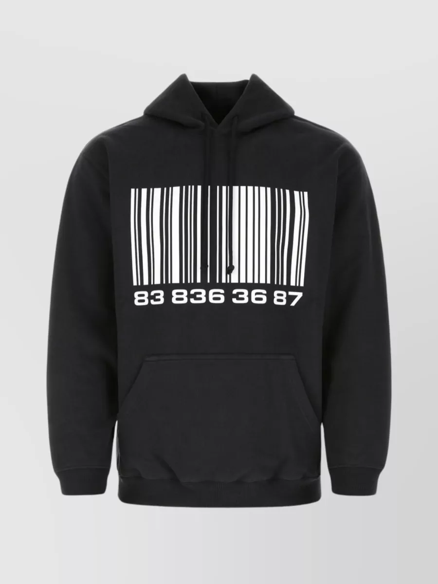 Shop Vtmnts Contrasting Prints Oversized Hooded Sweatshirt In Black