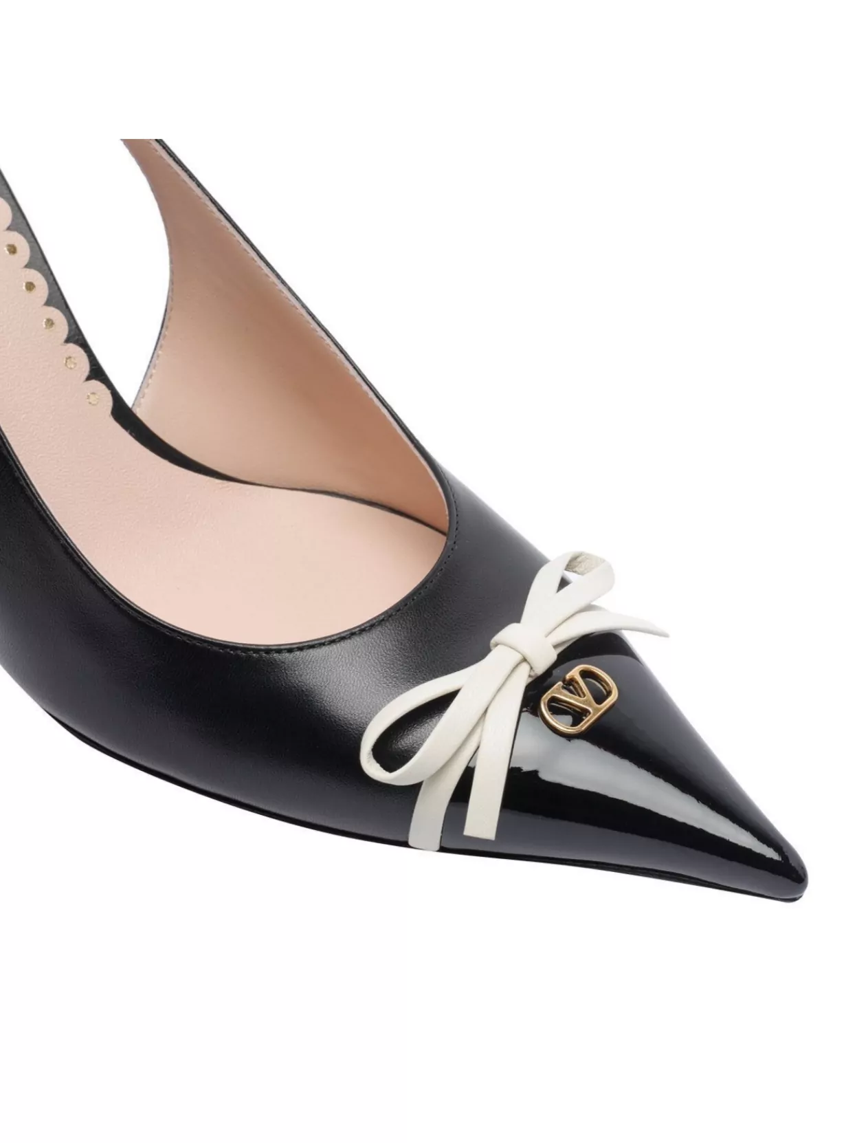 Valentino Garavani Leather Slingback With Patent Leather Toe