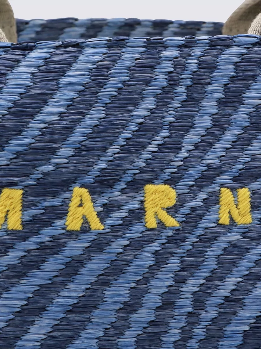 Marni Textured Tote Bag And Shoulder Strap In Blue