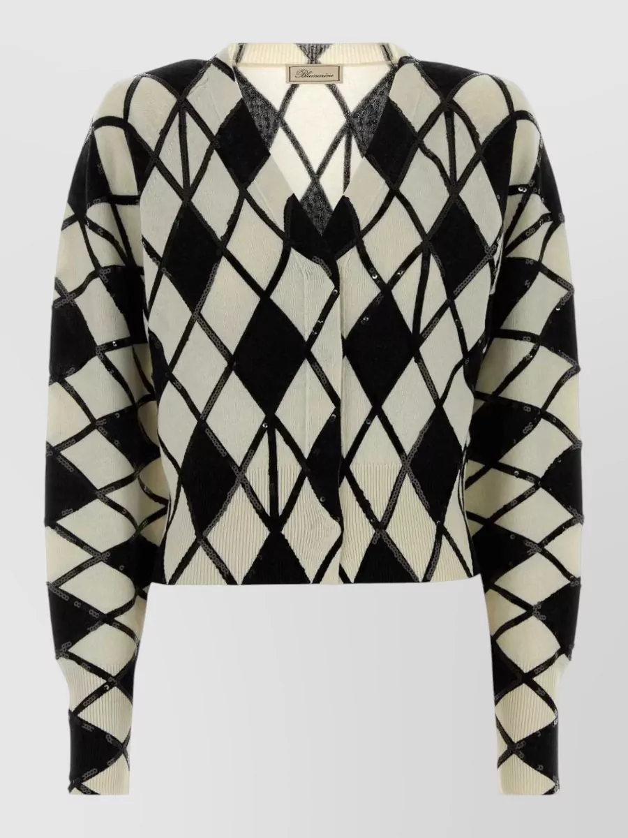 Blumarine embroidered wool cashmere cardigan