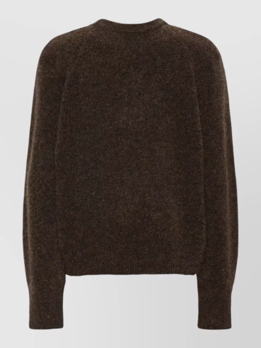 Rotate Alpaca-Blend Ribbed Floral Crewneck Sweater