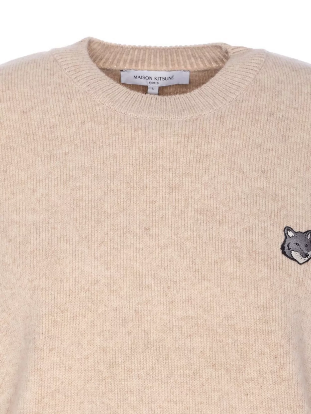 Maison Kitsuné Crewneck Long Sleeve Sweater With Ribbed Cuffs