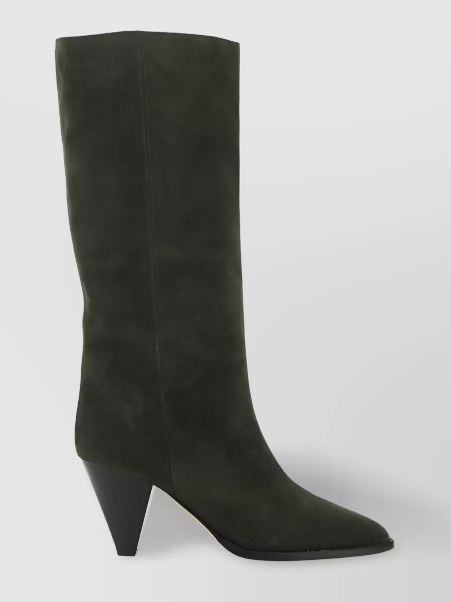 Shop Isabel Marant Lispa Pointed Toe Boots In Khaki