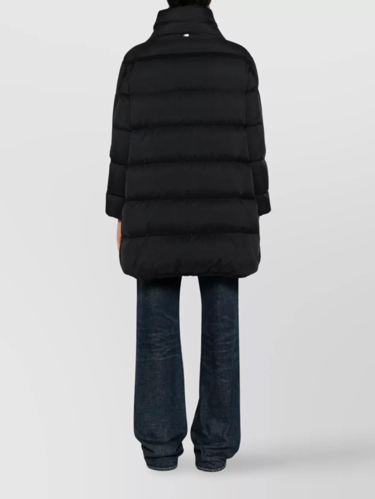 Herno Long Padded High Neck Quilted Jacket In Black