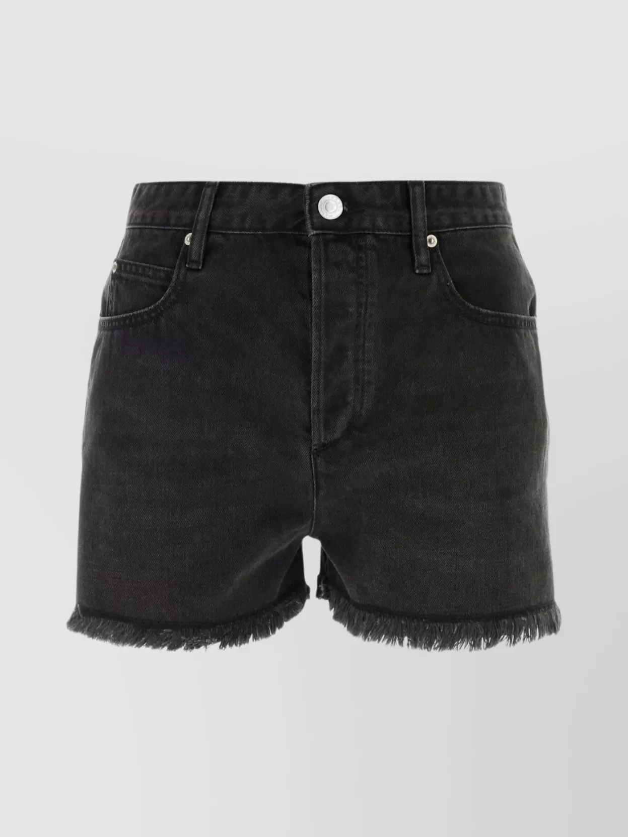 Shop Isabel Marant Waist Belt Loops Fringed Denim Shorts