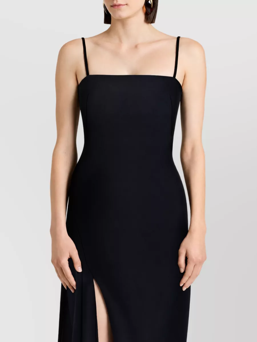 Givenchy Crepe Square-Neck Spaghetti-Strap Asymmetric-Hem Maxi Dress