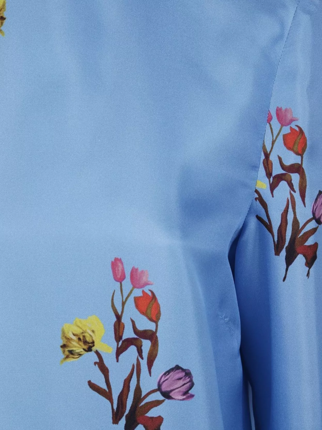 Marni Floral Satin Long Sleeve Top With Keyhole