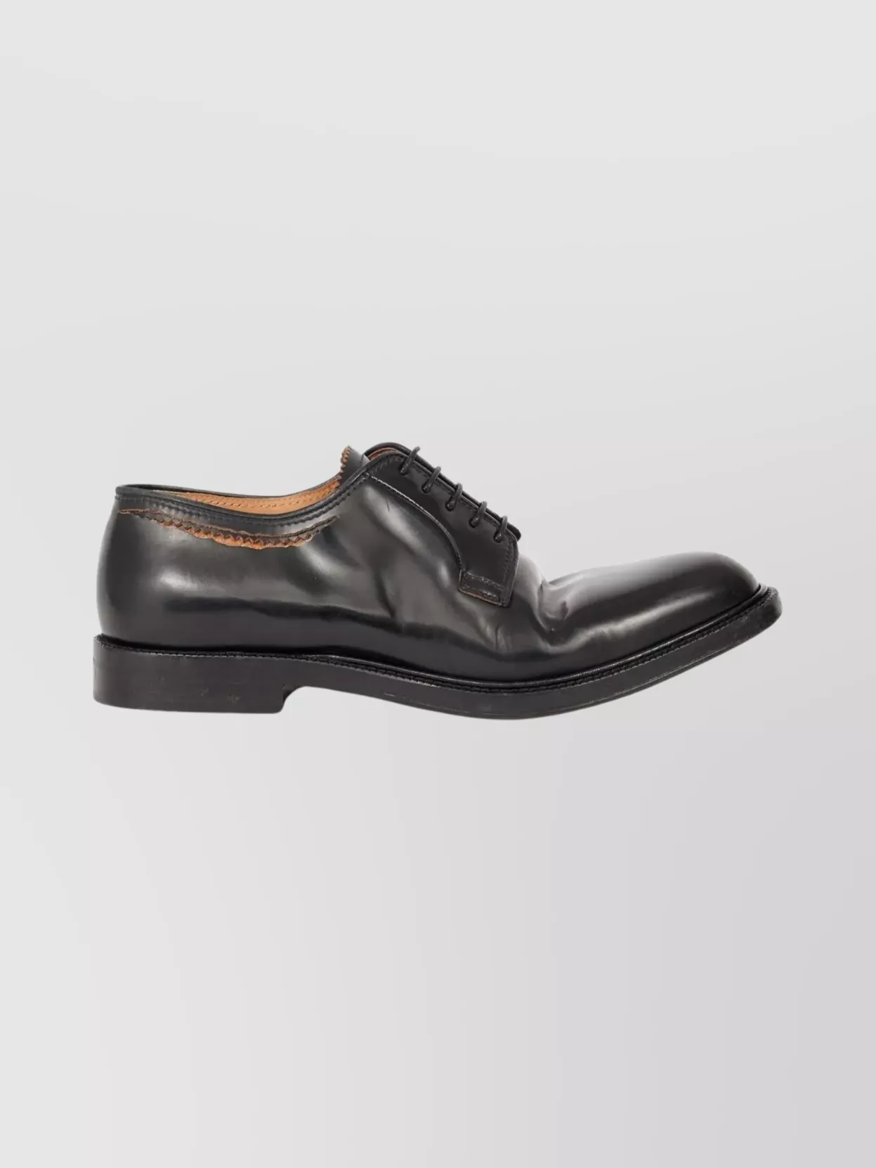 Maison Margiela Round Toe Lace-Up Leather Shoes With Flat Sole