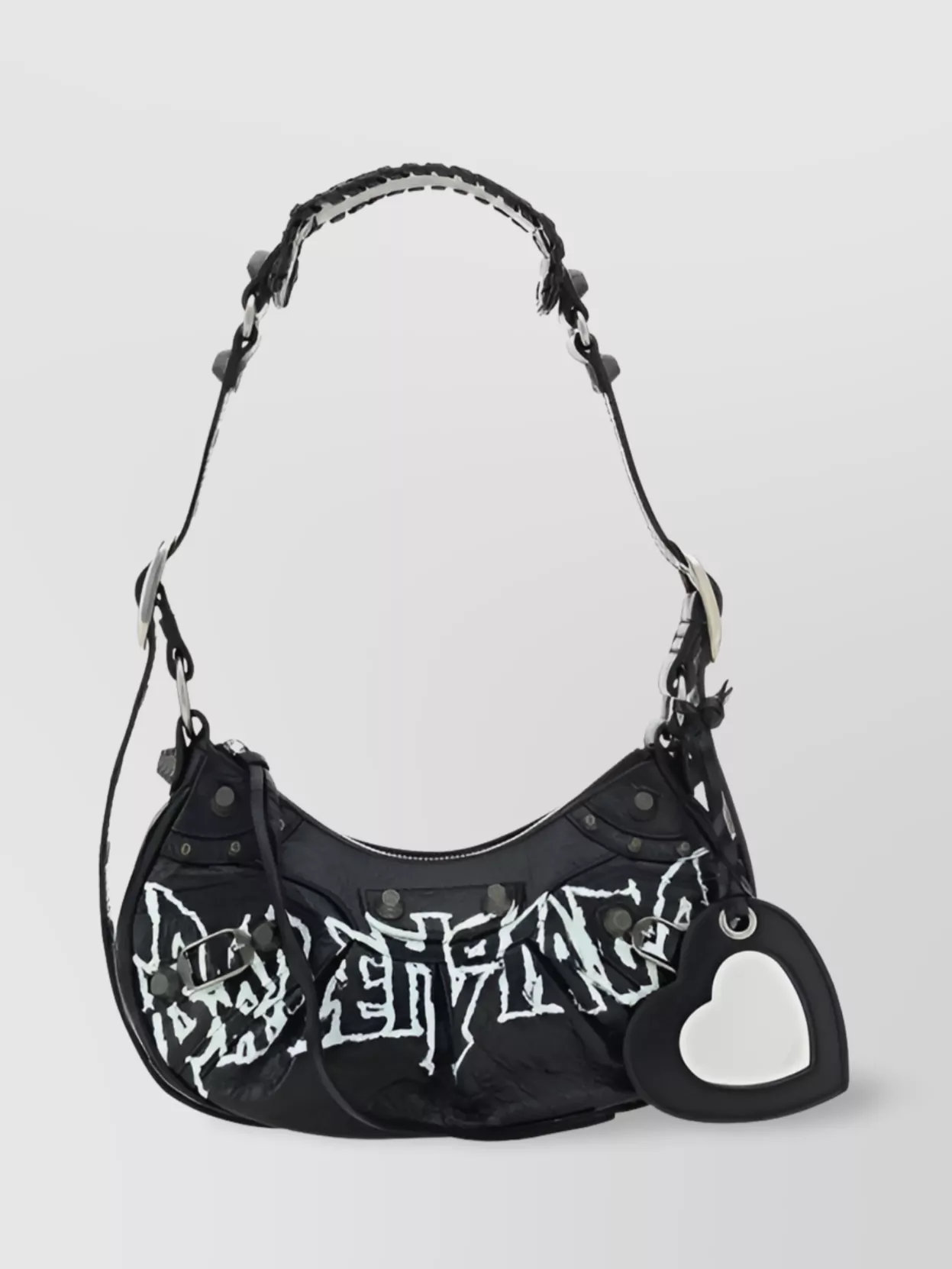 Balenciaga Studded Trim Metal Shoulder Bag In Black