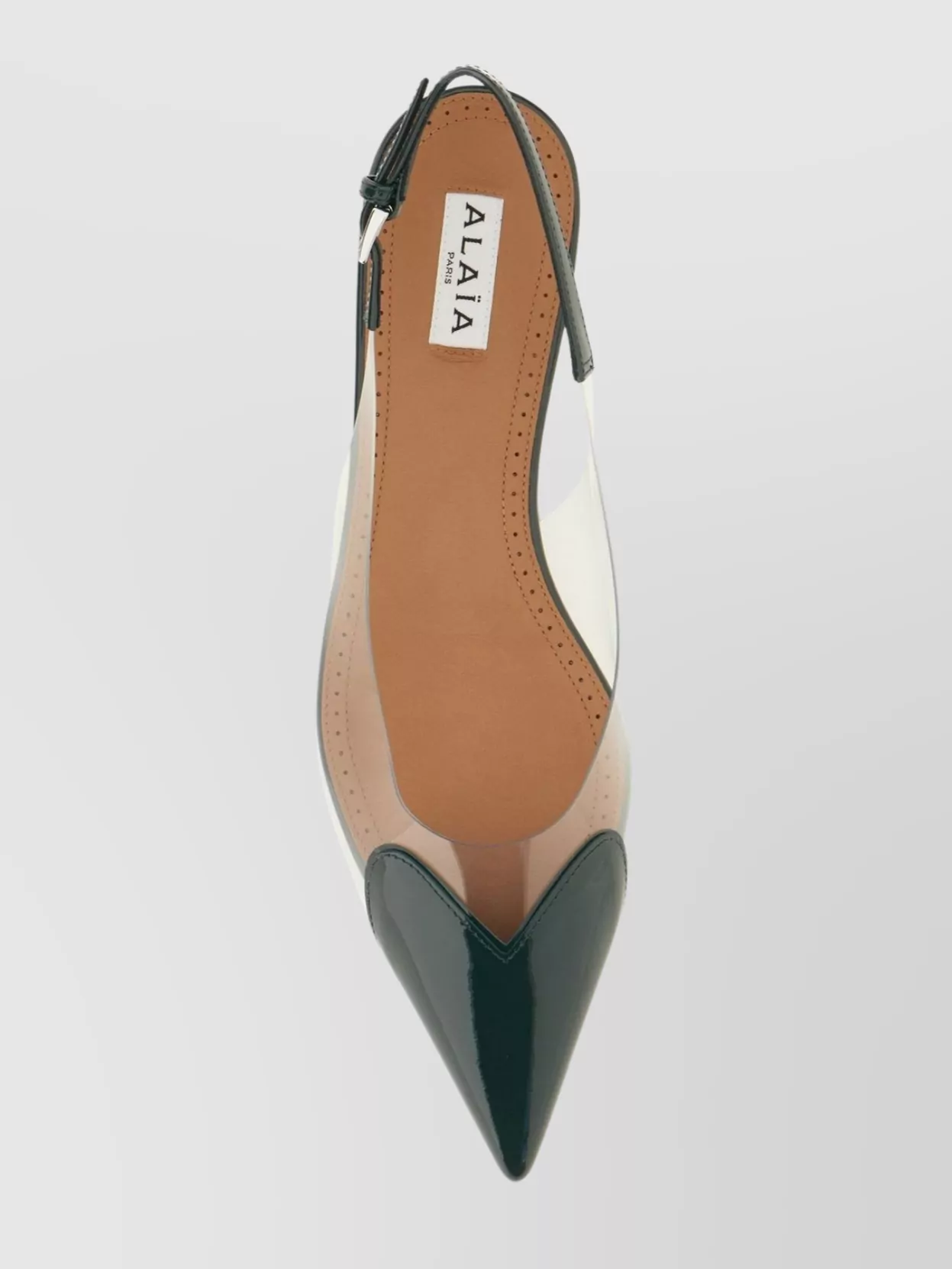ALAÏA TRANSPARENT PVC SLINGBACK BALLERINAS WITH PATENT LEATHER INSERT