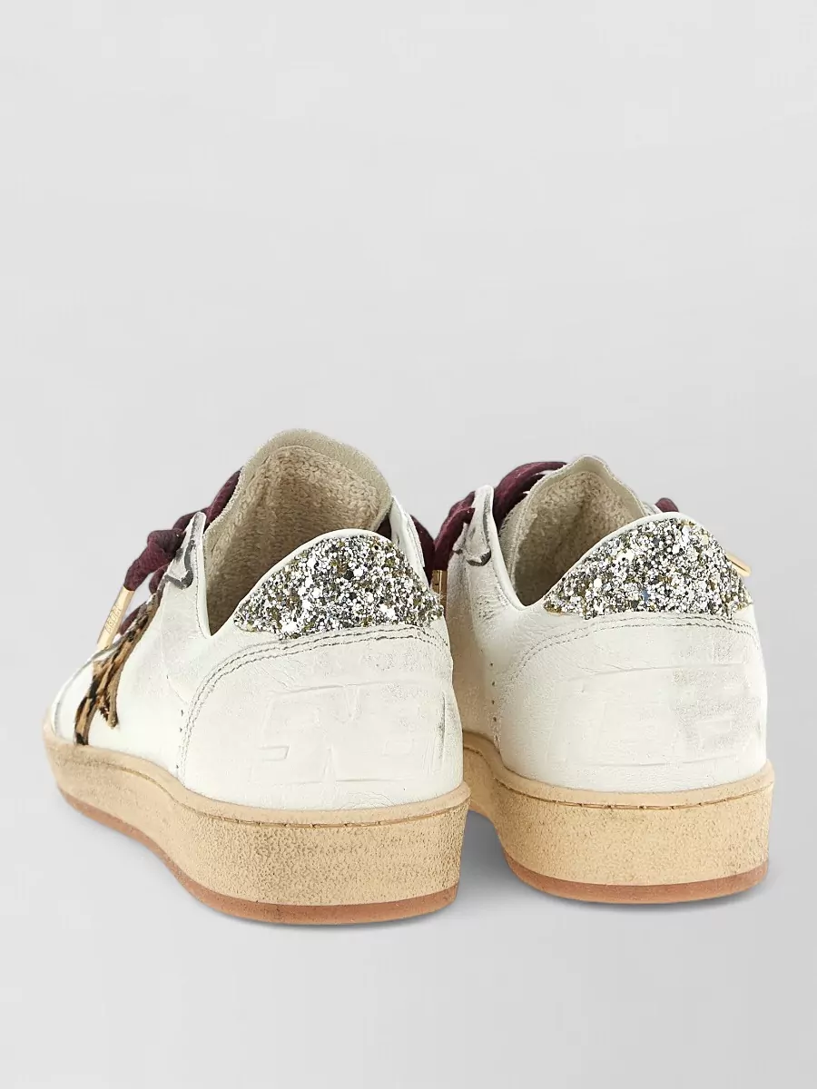 Golden Goose Ball Star Sneakers Leopard Emblem Glitter Heel