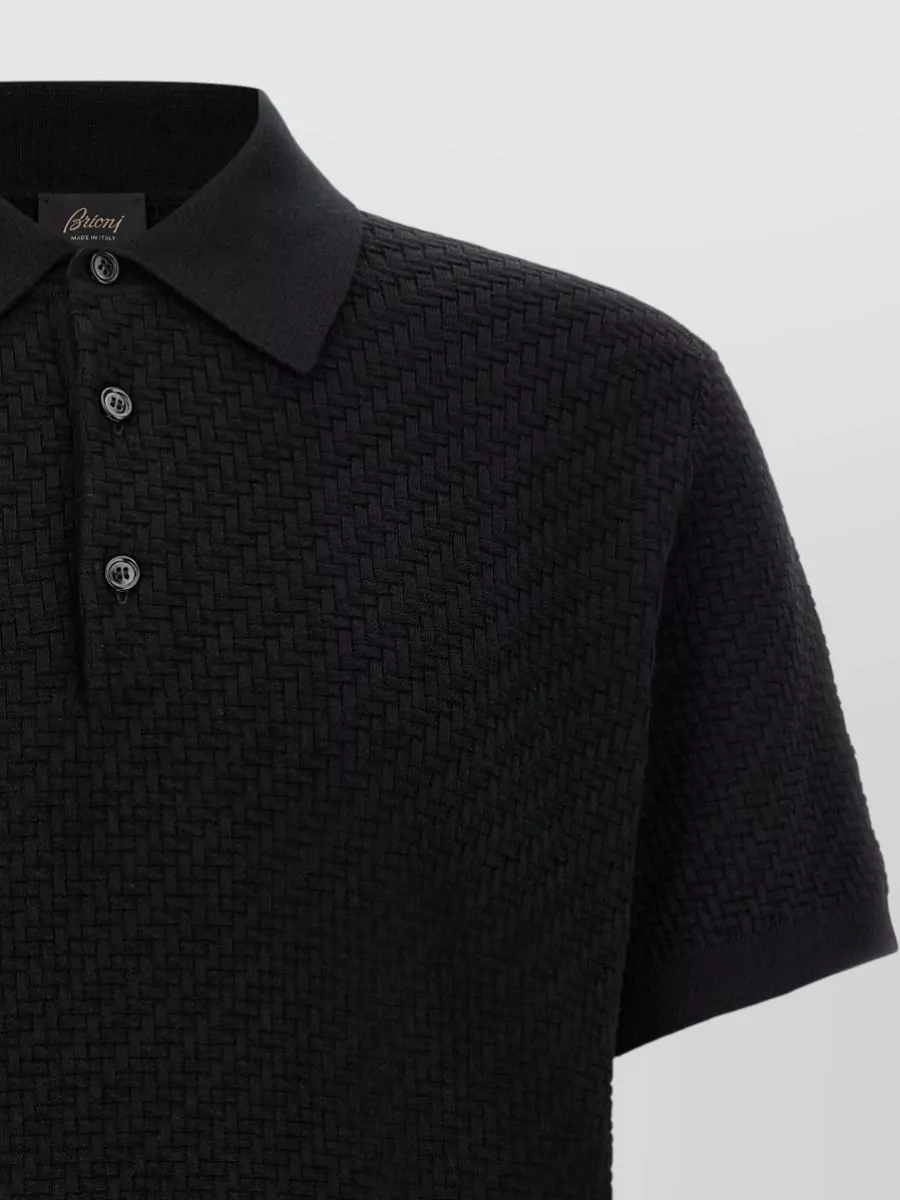 Brioni Silk Cashmere Short-Sleeve Polo Shirt