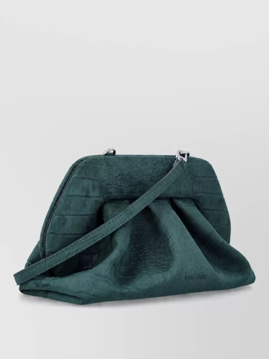 Themoiré Bios Medium Suede-Effect Crocodile-Embossed Clutch Bag