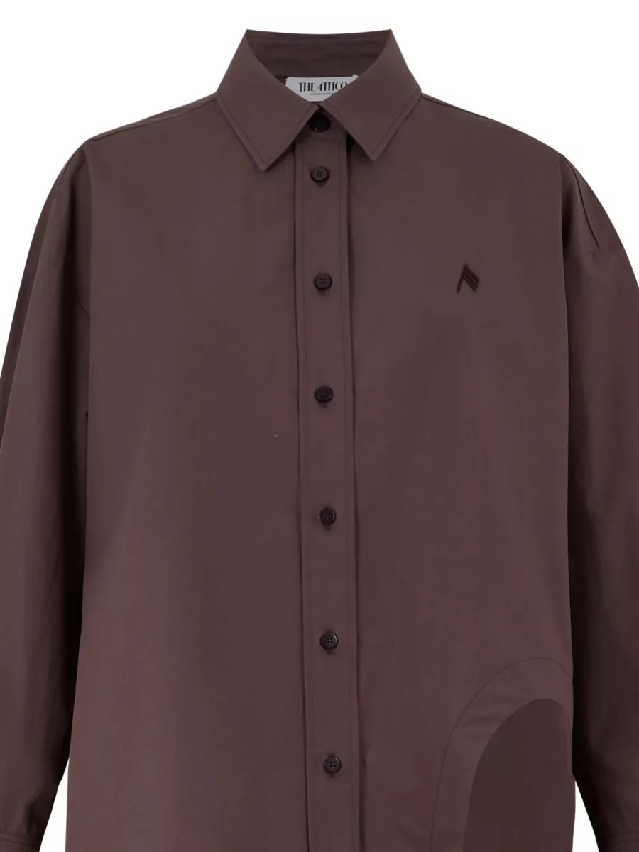 The Attico Long Sleeve Shirt Asymmetric Hem Collar