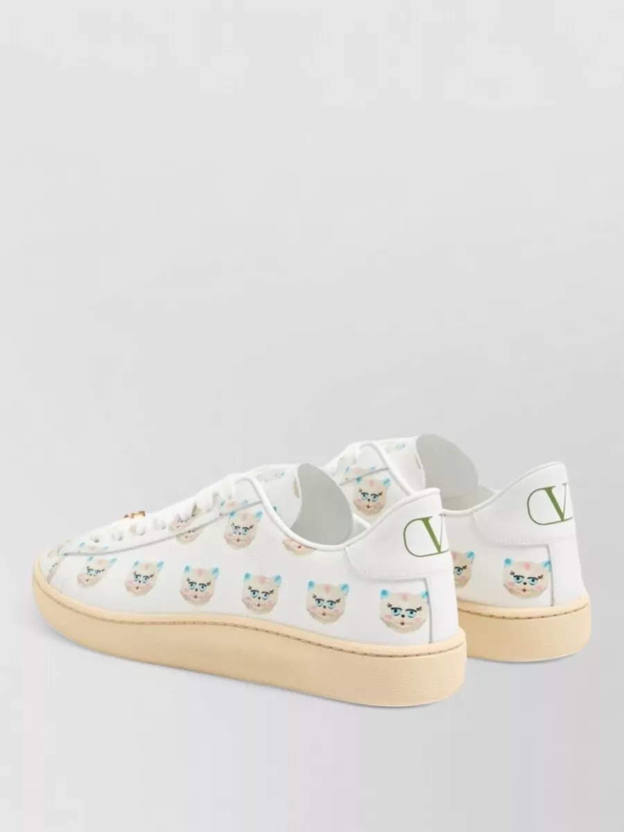 Valentino Garavani Leather Printed Low Top Sneakers