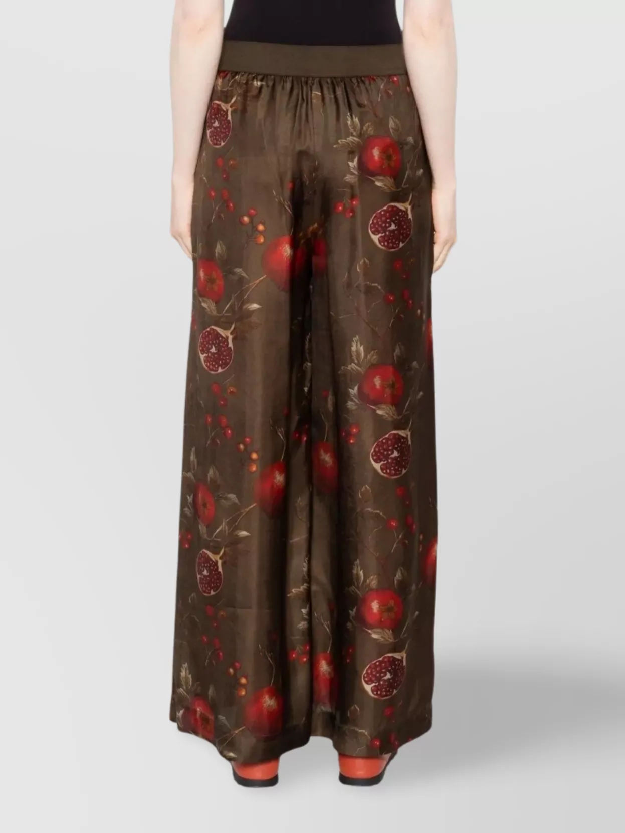Uma Wang High Waist Pomegranate Print Wide Leg Trousers