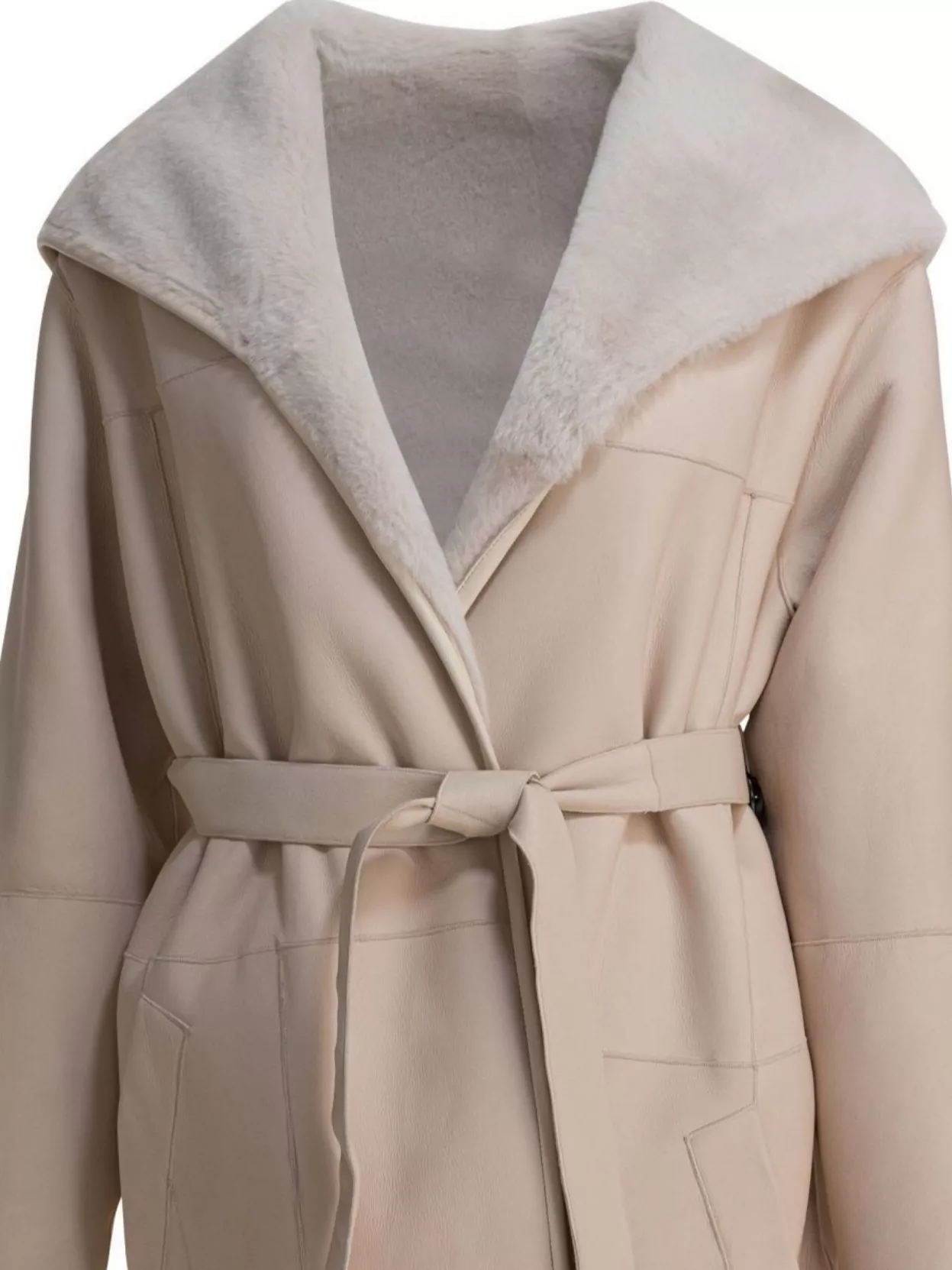 Blancha Hooded Coat With Belted Waist And Pockets