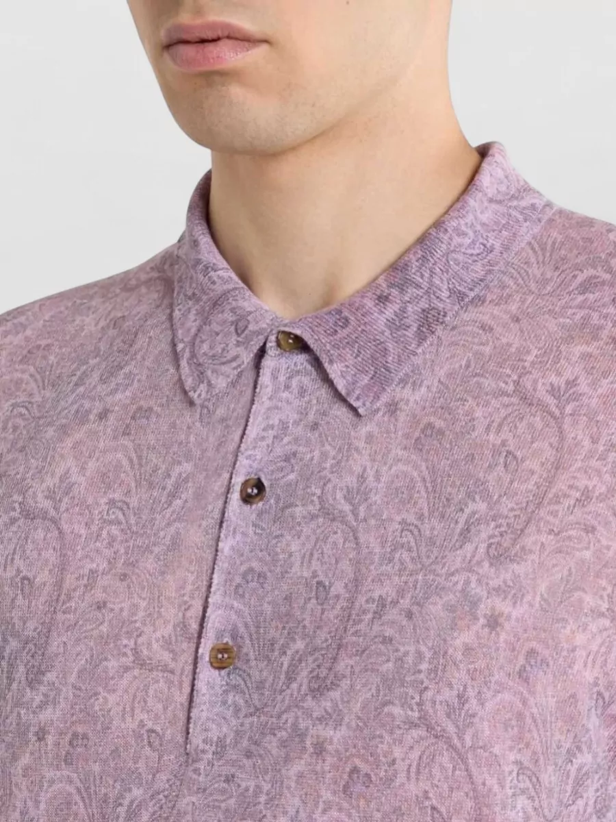 Etro Floral-Print Short-Sleeve Polo Shirt