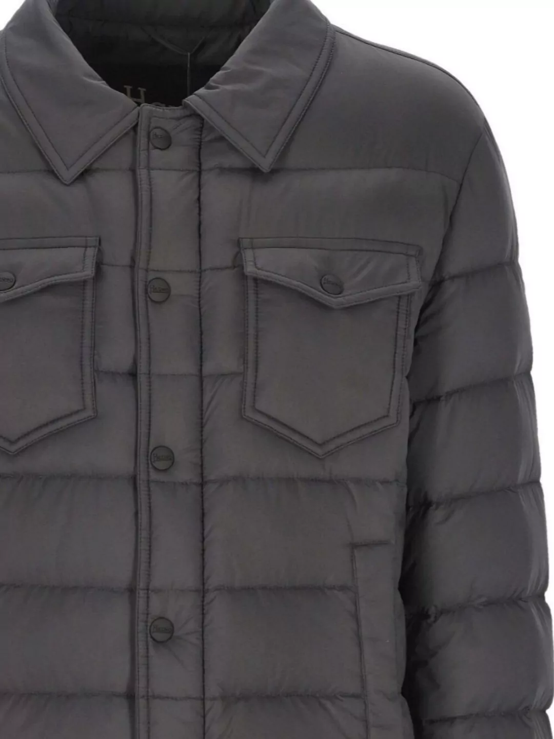 Herno Padded Chest Pocket Long Sleeve Jacket In Gray