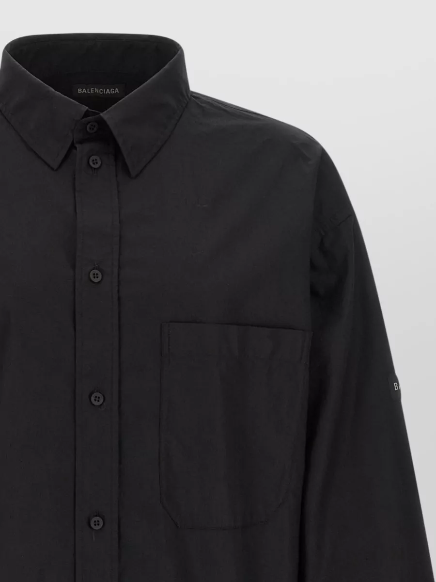 Balenciaga Shirt Featuring Logo Patch Button Collar
