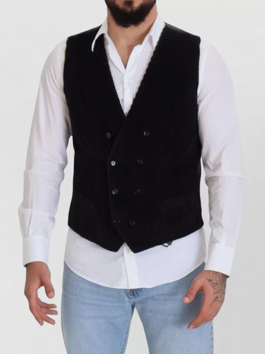 Dolce&Gabbana Cotton Ribbed Double-Breasted Waistcoat