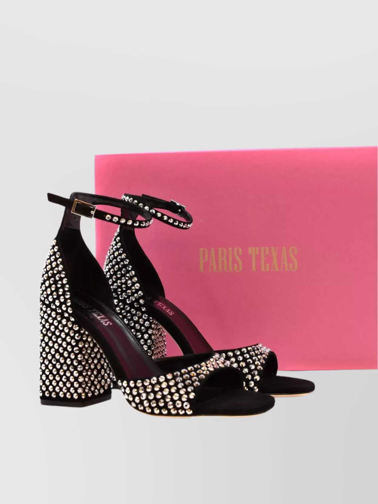 Paris Texas Heel Block Stud Embellishments Open Toe