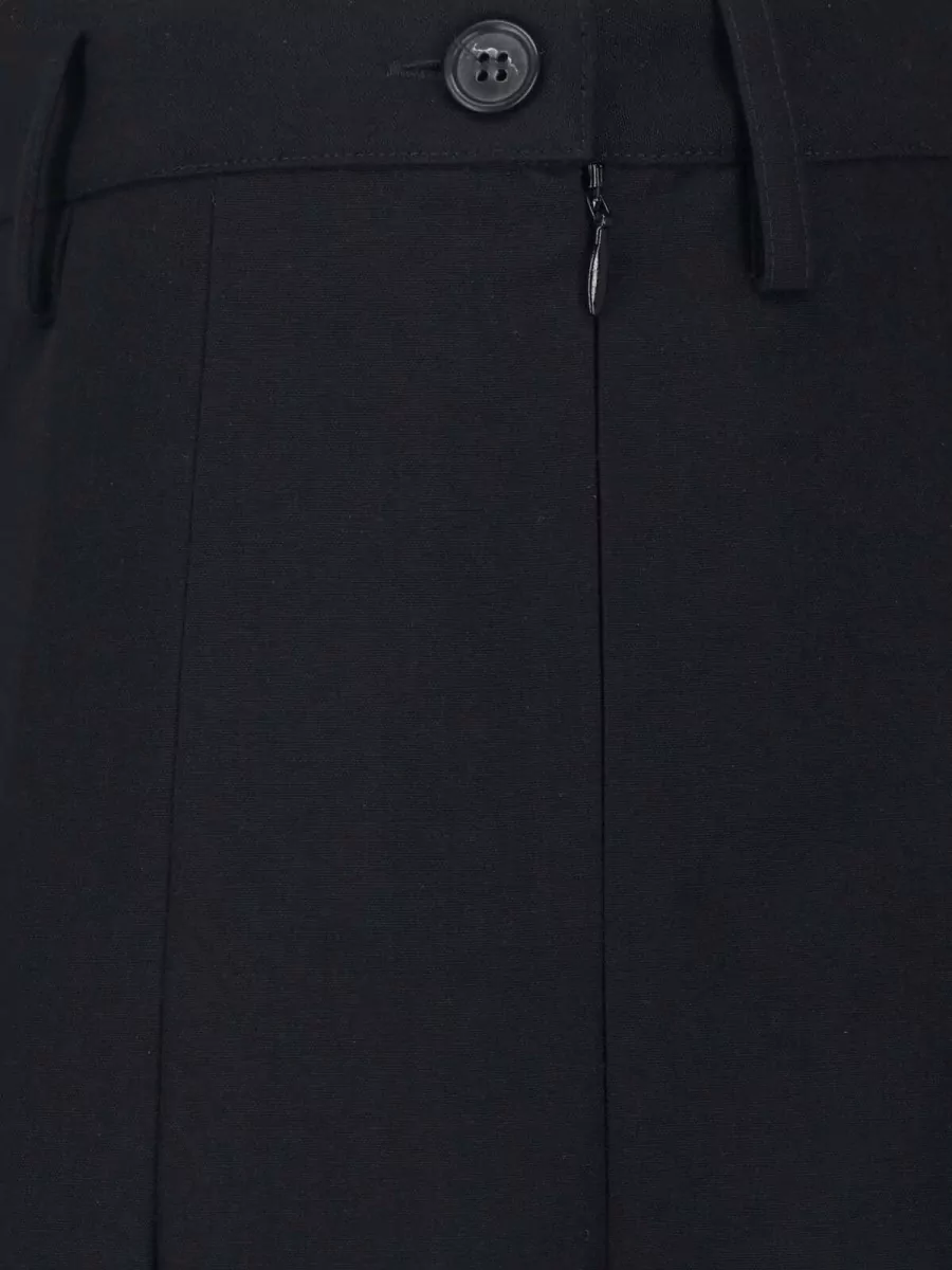 Mm6 Maison Margiela Virgin Wool Pleated Asymmetric Midi Skirt