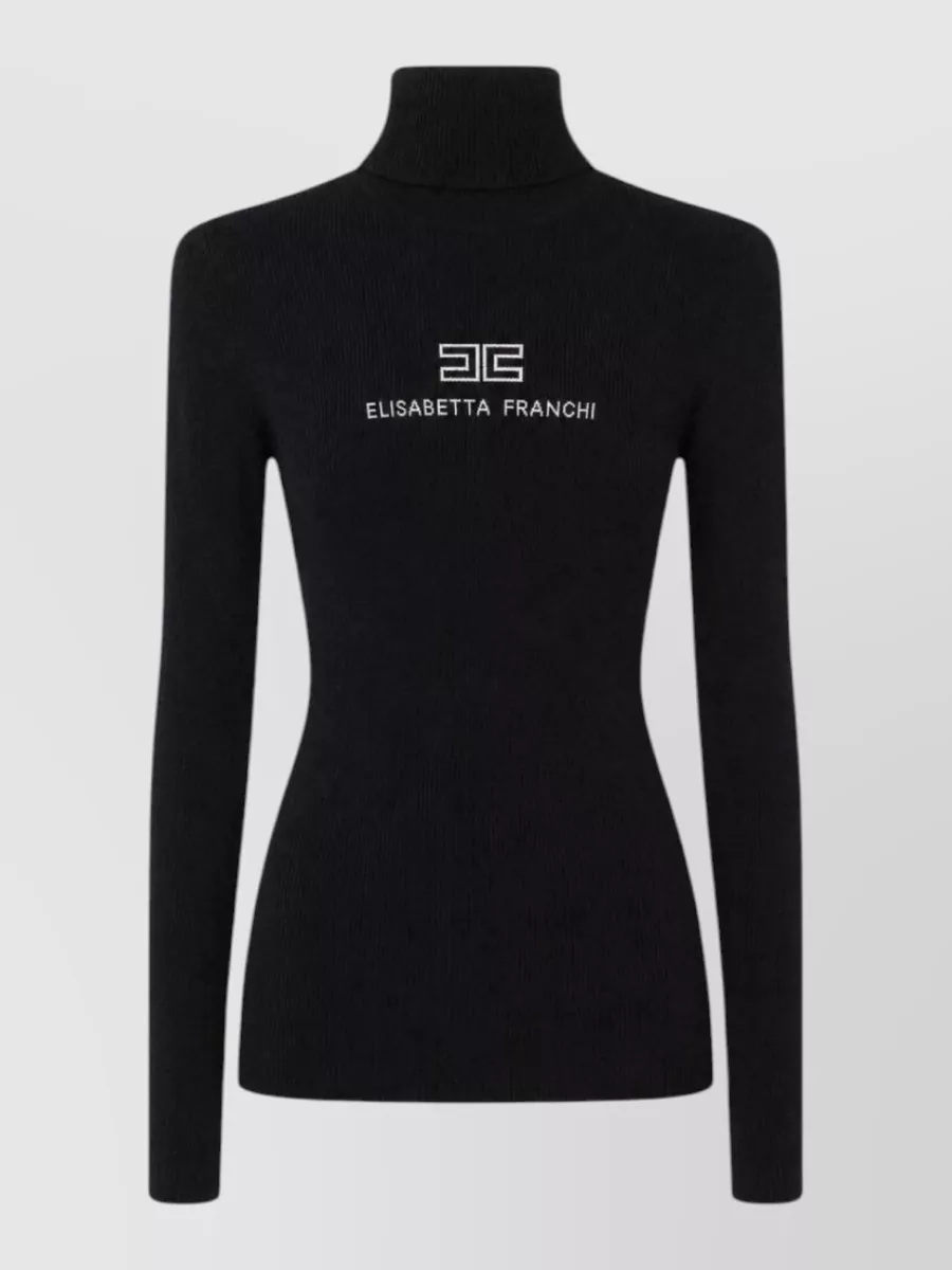 Elisabetta Franchi ribbed wool high-neck short-sleeve jumper