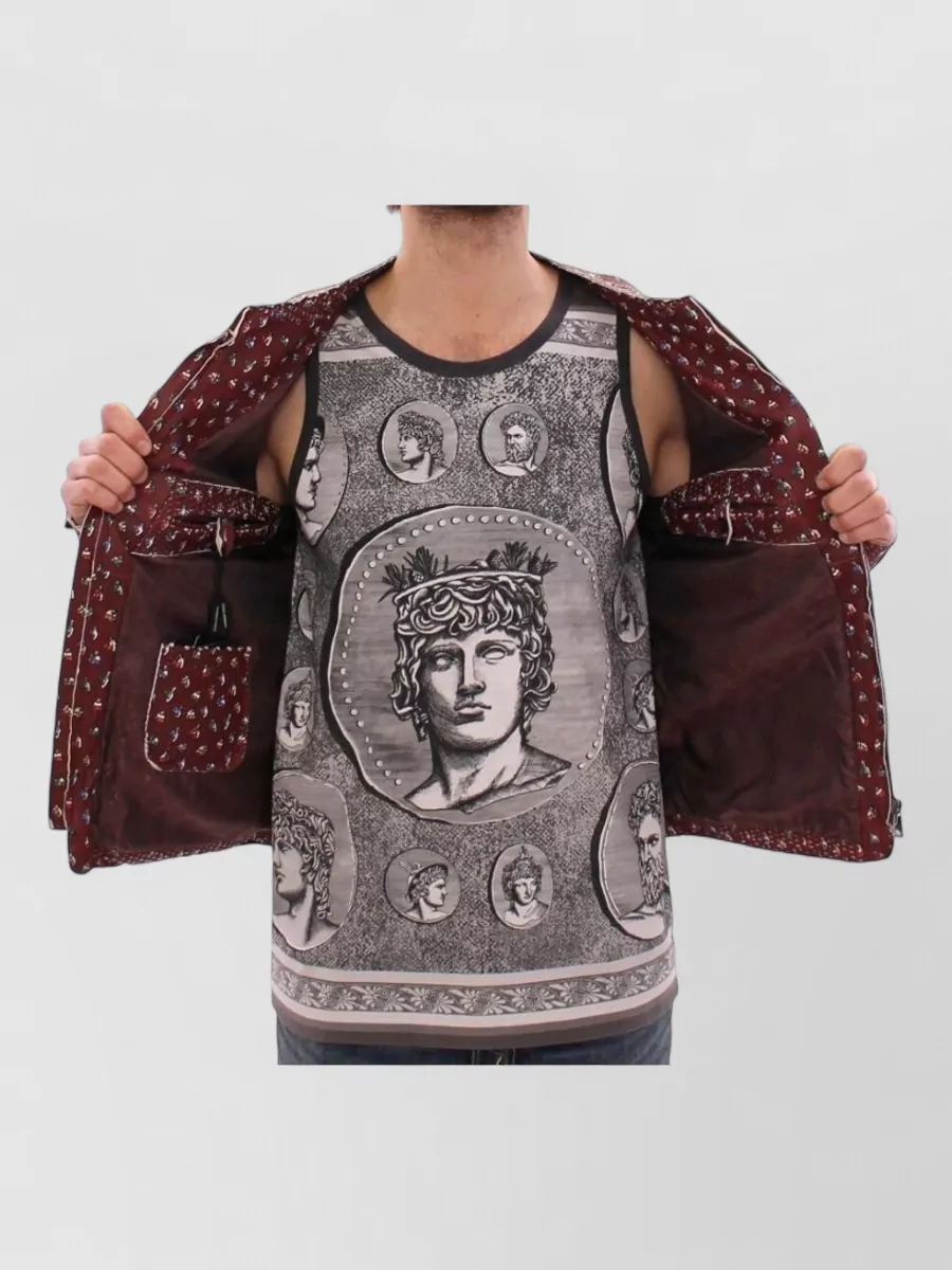 Dolce&Gabbana Leather Printed Quilted Bomber Jacket