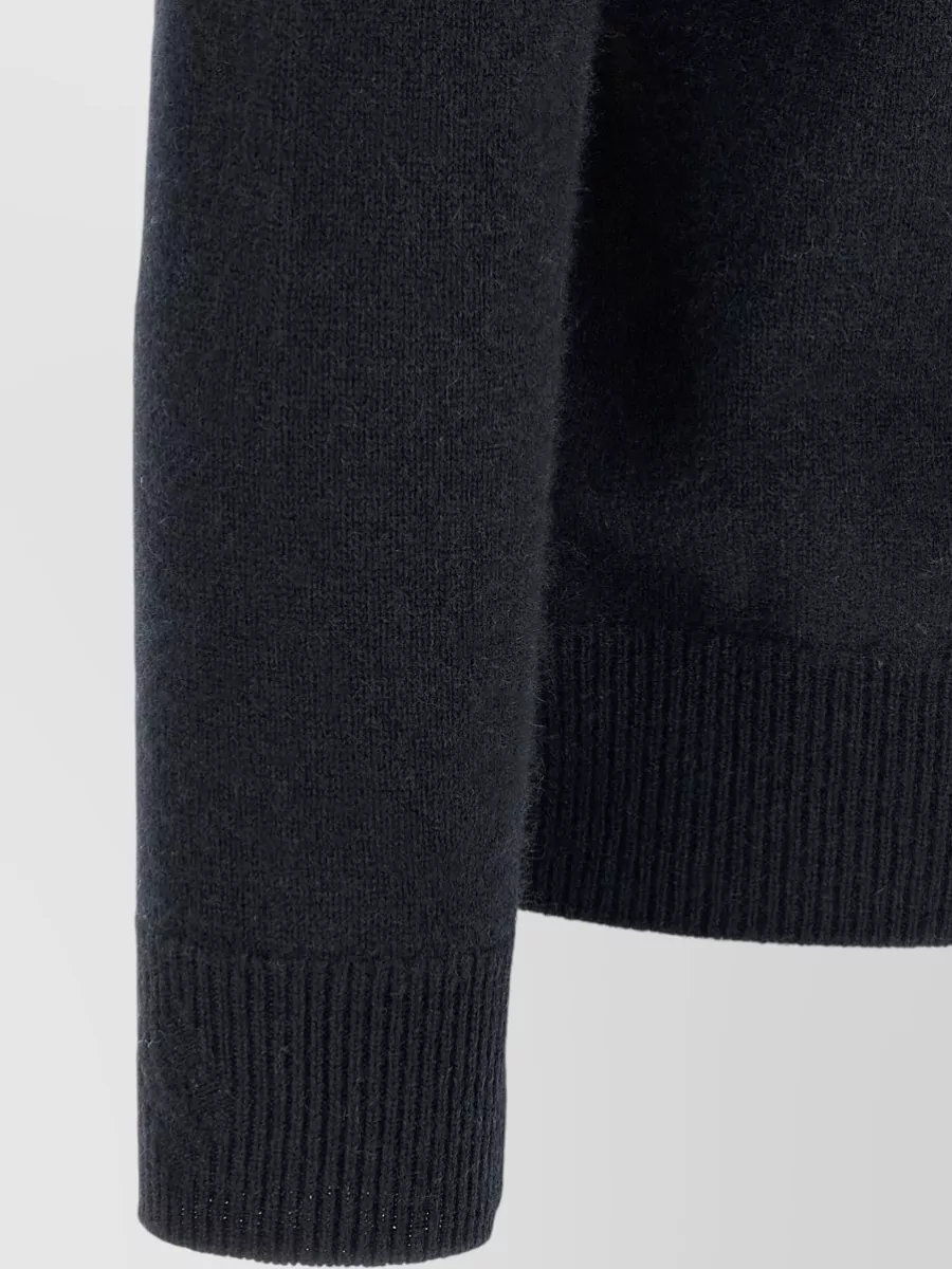Ballantyne Cashmere Ribbed High-Neck Diamond-Intarsia Cardigan